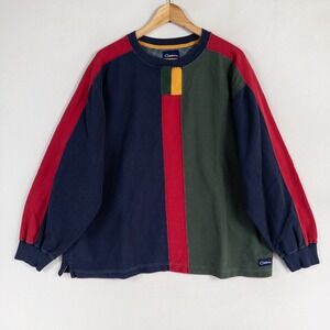 Catalina Shirt Mens Sz Large Colorblock 100% Cotton Long Sleeve 90s Vintage